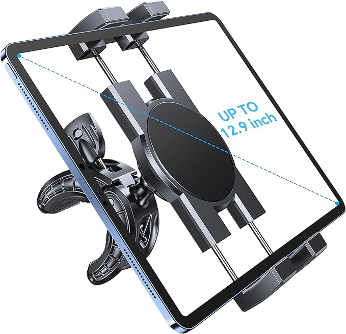 Coolpow Tablet Holder for Spin Bike【360° Adjustable】 Tablet Clamp for Treadmill Phone Mount for Stationary Bicycle, Treadmill, Microphone Stand Fit for All 4.7-12.9" Apple iPad Galaxy Tabs