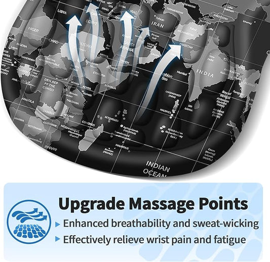 Ergonomic Mouse Pad with Wrist Rest Support, Mousepad with Comfortable Memory Foam Wrist Rest and Non-Slip PU Base for Pain Relief, Computer, Laptop, Office, Home (World Map)