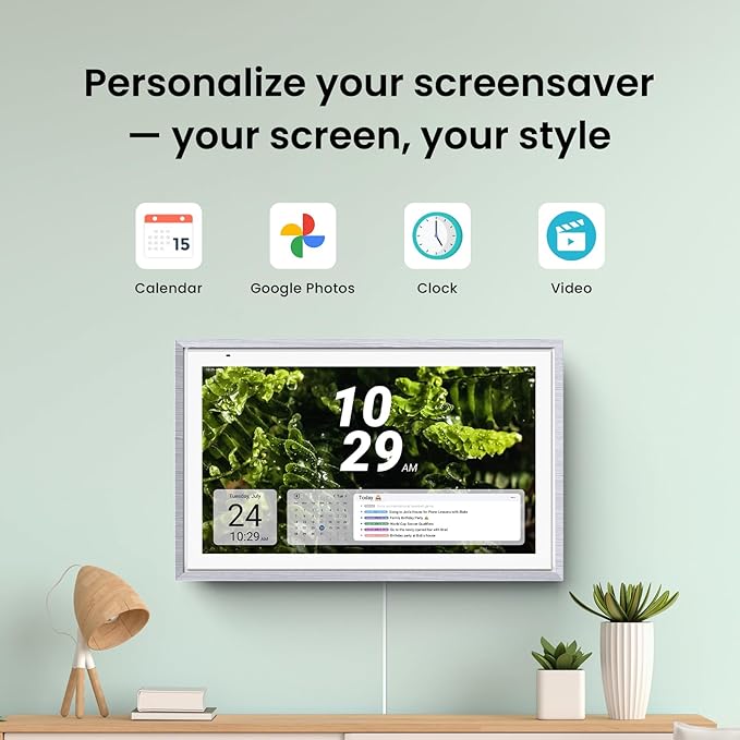 ApoloSign 15.6-inch Digital Calendar: Dual Mode Calendar with Google Play & Multi-calendar Sync, Electronic Planner & Chore Chart, Smart Touchscreen, Interactive Display for Family Schedules (Gray Wood, 15.6")