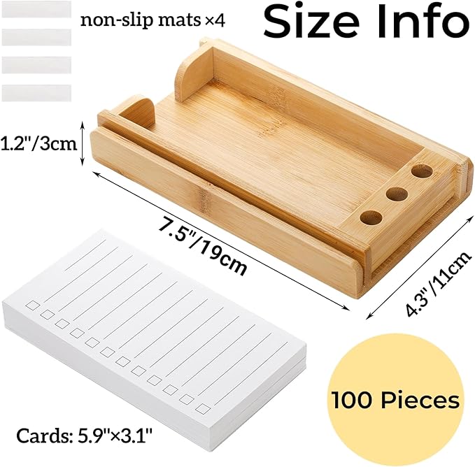 Goaste To Do List Planner with Bamboo Stand, Daily ToDo Checklist Notepad Organizer-100 Pieces Goal Cards, Productivity System Planners Notebook for School, Office Supplies