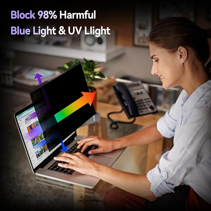 Magnetic Laptop Privacy Screen 13.3 Inch for 16:9 Computer Monitor, Removable 13.3” Anti Glare Protector Blue Light Filter Shield Compatible with HP Dell Xps Acer Asus Samsung Lenovo ThinkPad Envy