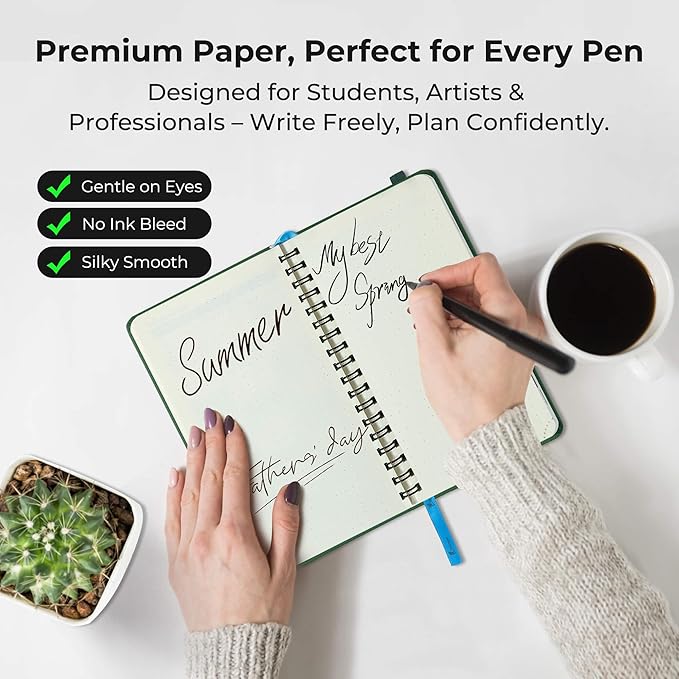 Planner 2025-2026 Daily Weekly and Monthly,6.5"x3.75",18 Months Spiral Bound Calendar Agenda with Self-adhesive Pen Holder,2026 Academic Plan with Vegan Leather Soft Cover,Green