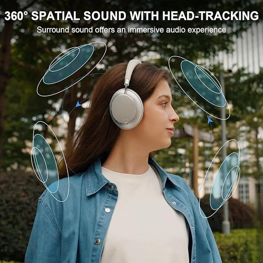 T-fun NC35 Hybrid Active Noise Cancelling Headphones, 360° Spatial Audio with Head Tracking, Over Ear Headphones Wireless Bluetooth 5.3, 55H ANC Playtime, Deep Bass, Custom EQ via App, for Travel Home