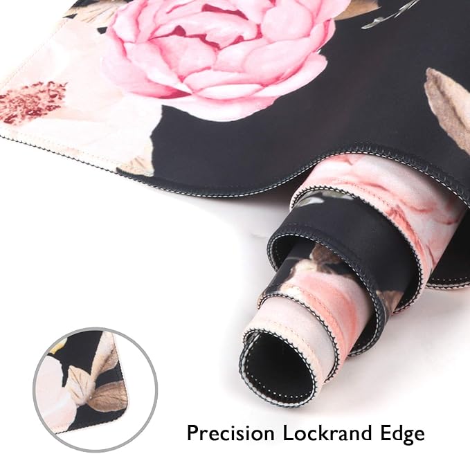 iCasso Extended Gaming Mouse Pad, Large Non-Slip Rubber Base Mousepad with Stitched Edges, Waterproof Keyboard Mouse Mat Desk Pad for Work, Game, Office, Home - Peony