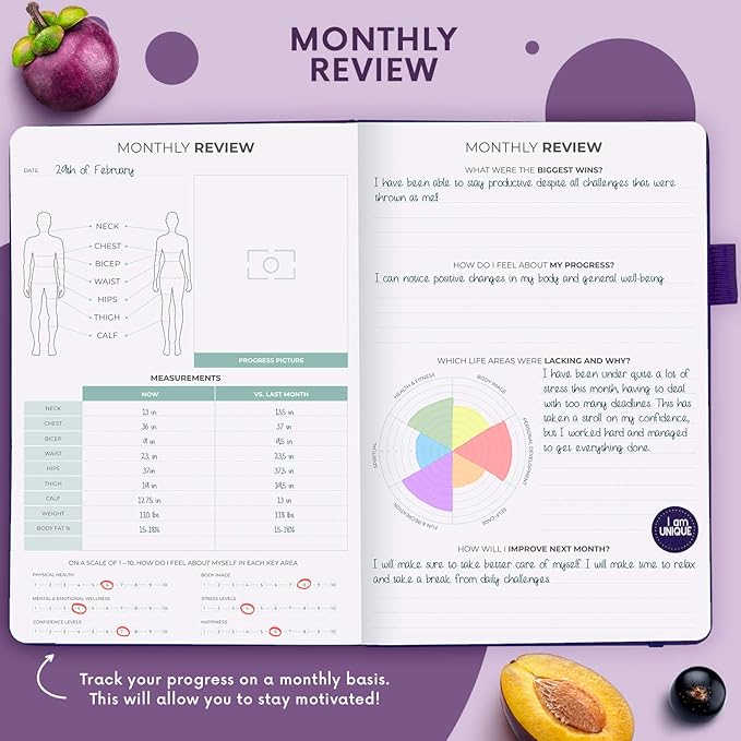 Clever Fox Wellness Planner - Weekly & Daily Health and Wellness Log, Food Journal & Meal Planner Diary for Calorie Counting, Notebook for Medical Condition Tracking, A5-Sized - Purple