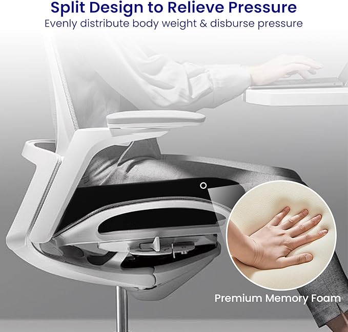 REDOFF®Extra Large Memory Seat Cushion 21.5 * 17.7 * 4inches– Cushion Pillow for Back Support Non-Slip Seat Pad for Office Desk, Car Seat, Wheelchair, Sciatica (Black)