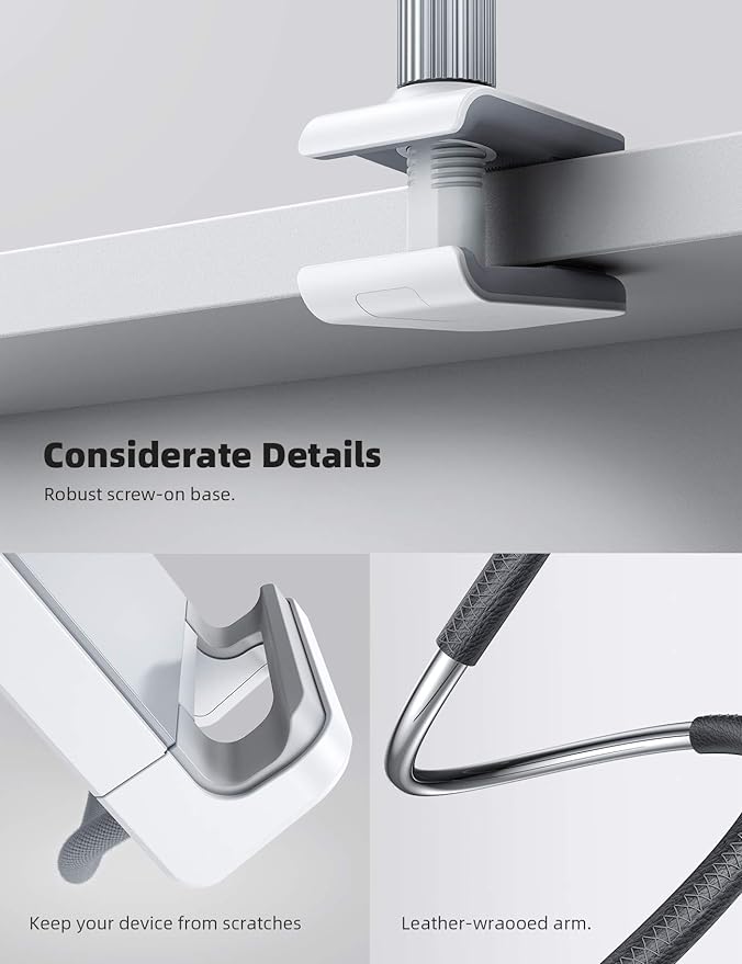 Lamicall Gooseneck Tablet Holder Mount : Flexible Arm Clip Tablet Stand for Bed, Desk Mount, Compatible with iPad Pro 11", Mini Air, Galaxy Tabs More 4.7 to 10.5" Phones and Tablets