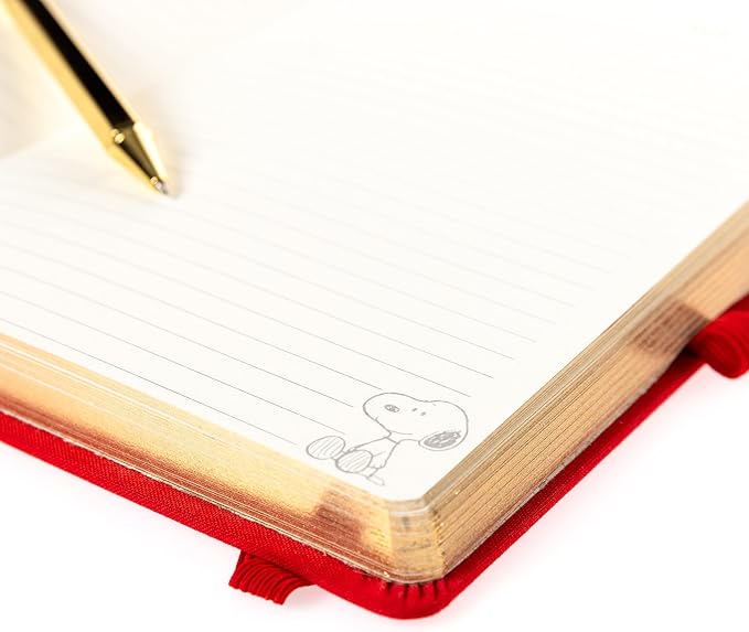 Snoopy Lined Journal Plus Pen by Graphique Luxe Collection, Hardcover Diary Notebook for Writing, Gold Foil Embossing, 160 Pages, 6” x 8”