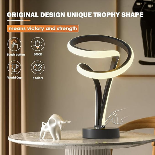 Spiral RGB LED Table Lamp - 7 Colors Touch Dimmable, 10 Lighting Modes Night Light for Bedroom Office, USB Powered Modern Desk Lamp, Ideal Gift (Black)