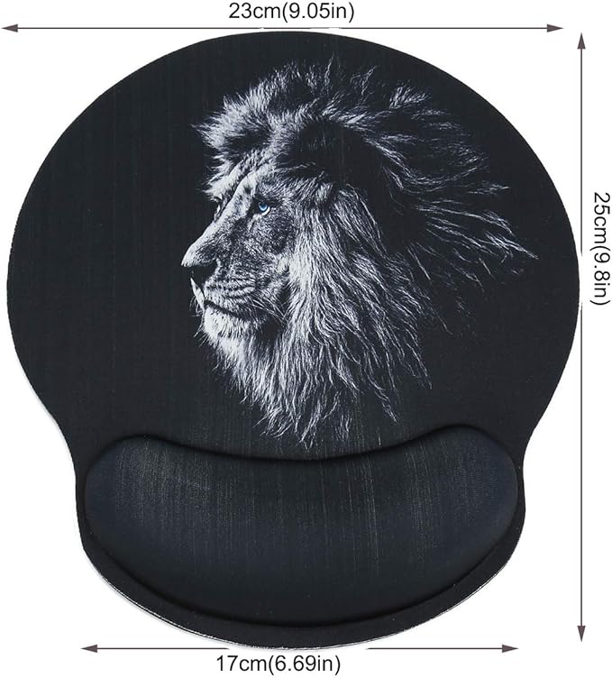 RICHEN Memory Foam Mouse Pad with Wrist Support,Ergonomic Mouse Pad with Wrist Rest,Non-Slip Rubber Base for Computer Laptop & Mac,Lightweight Rest for Home,Office & Travel (Lion)