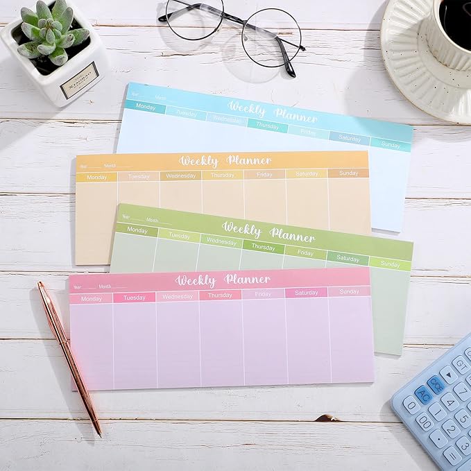 Geyee 120 Sheets Weekly Planner Notepad Tear off Weekly Calendar Pad to Do List Sticky Notepad Desk Schedule Planner for Student Habit Tracker Reminder Office School