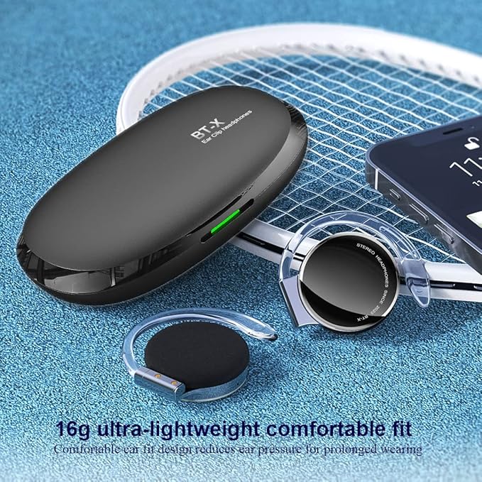 On Ear Headphones Bluetooth V5.3, Clip on Headphones Wireless, Open Ear Headphones with Earhooks, Sports Headset Bluetooth with 4 Microphones, Noise Cancelling/Long Battery Life/with Charging Case