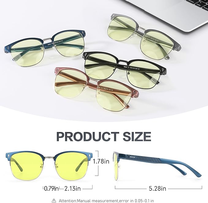 BIRCEN Blue Light Blocking Glasses: Al-Mg Metal Bluelight Computer Clear Glasses for Men Women Anti Eyestrain Office Home