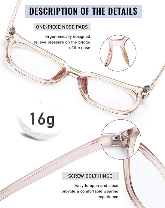 PANNER Oversized Square Blue Light Blocking Glasses for Women Men Anti Glare Reduce Eyestrain Computer Glasses