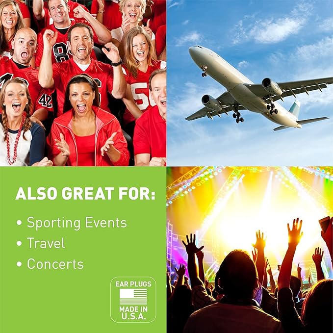 Flents Protechs Foam Ear Plugs, 50 Pair for Sleeping, Snoring, Loud Noise, Traveling, Concerts, Construction, Studying, Work, Shooting, NRR 33, Noise Cancelling, Disposable, Purple, Made in the USA