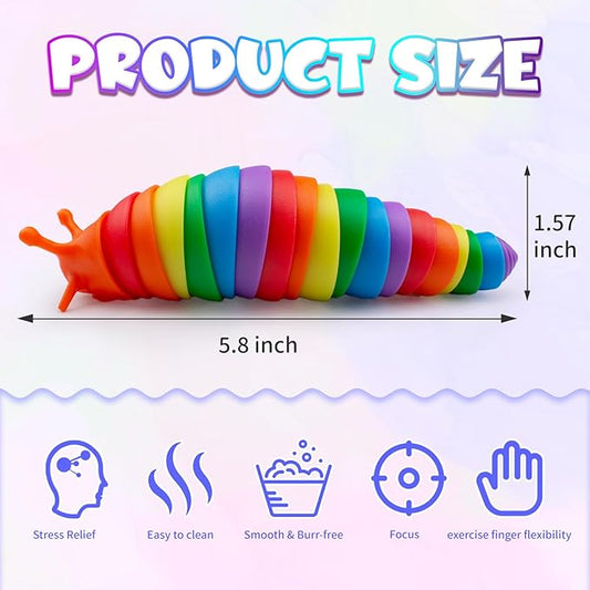 Cevioce 16 PCS Fidget Toys Slug for Adults Anxiety Sensory Toys for Party Favors Toddler Fidget Toys Age 3-4 ADHD Autism Toys for Anxiety Stress Christmas Stocking Stuffers Gifts for Boys Girls