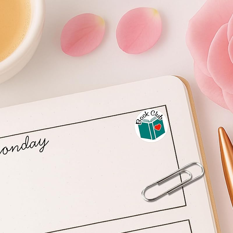 Book Club Stickers / 54 Fun Vinyl Stickers (1/2”) / Reading Read Fun Gathering/Fun Me Time Self Care/Essential Productivity Life Planner Stickers/Bulleted Journal (Matte Vinyl, 3 Sheet)