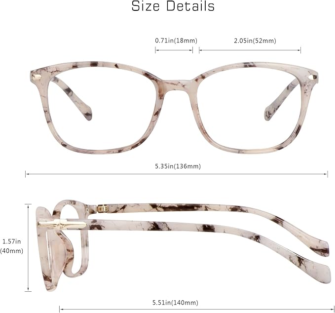 VisionGlobal Blue Light Blocking Glasses for Women/Men, Anti Eyestrain, Computer Reading, TV Glasses, Stylish Square Frame, Anti Glare