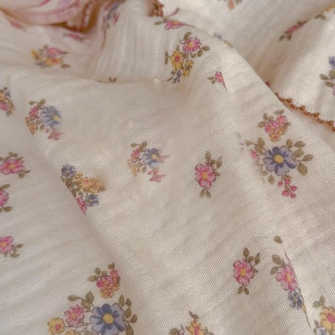 BuLuTu Muslin Cotton Baby Blanket, Tuberose Pattern Crib Blanket 47x51 Inch, Shabby Chic Pink Floral Nursery Blankets for Baby Infant Toddler Girls Boys, Super Soft Lightweight