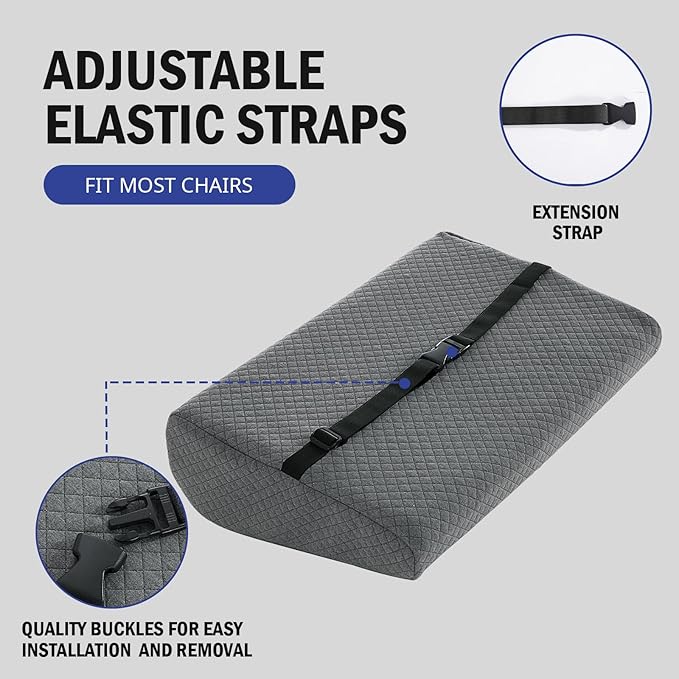 HOMBYS Lumbar Support Pillow for Recliner Chair, Memory Foam Back Support Cushion for Elderly,Extra Large Lumbar Support Pillow,Thick Backrest for Home Reading (Grey, 20“x13.5"x5")