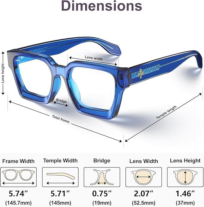 VISOONE Blue Light Blocking Glasses with TR90 Rectangle Frame and Chic Preppy Look for Women Men RIVER