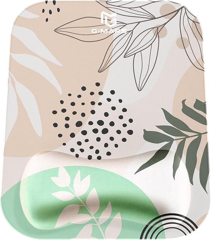 Gimars Large Smooth Superfine Fibre Memory Foam Ergonomic Mouse Pad Wrist Rest Support Mousepad with Nonslip Base for Laptop, Computer, Gaming & Office,Free Coaster Include-Morandi Beige