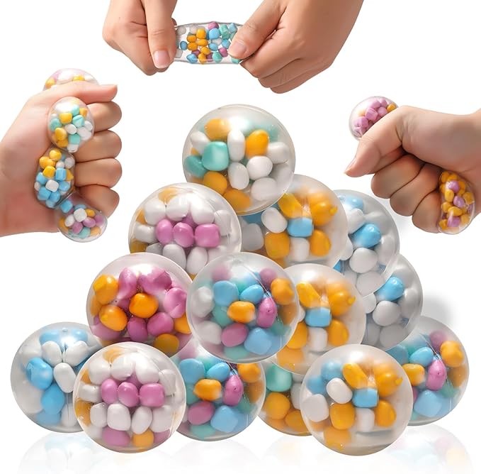 Stress Balls with Colorful Stones Stress balls for kids,Fidget Sensory Toys for Relief,Autism Toys,Stocking Stuffers,Kids Party Favors