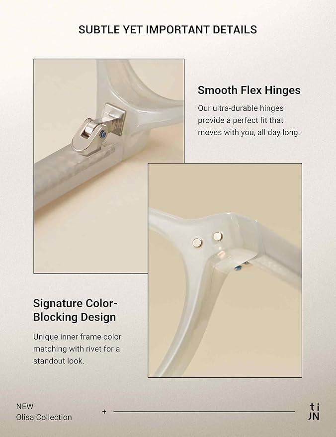 TIJN Olisa Blue Light Blocking Glasses for Women Men,Oval Glasses Frame Bluelight Glasses for Gaming/Computer/Screen