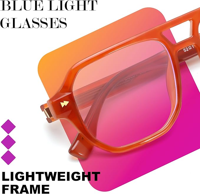 FEISEDY Aviator Blue Light Glasses for Men Women, Retro 70s Style Design Anti Glare Digital Eyestrain & Daily Wear B0284