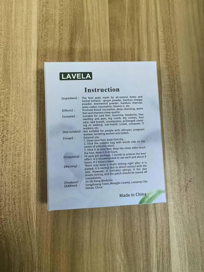 LAVELA Deep Cleansing Foot Pads –Ginger Oil Foot Pads for Foot Care, Lymphatic Drainage Foot Patches, Help for Body Deep Cleansing, Relief Stress and Promote Sleeping (20 Pads)