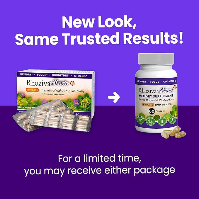 Brain Supplement - Memory and Focus, Rhodiola Rosea, Cognitive Health, Concentration, Mental Clarity, with Bacopa Monnieri, Biotin, Nootropic, Vitamin & Minerals - 60 Capsules