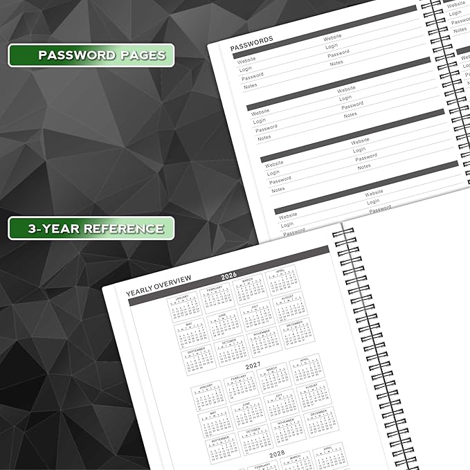 2026-2027 Monthly Planner/Calendar - January 2026 - December 2027, Monthly Calendar 2026-2027, 9" x 11", 2 Years Planner, Cardboard Cover, Black