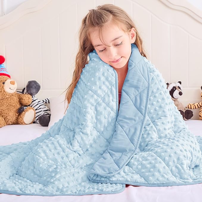 yescool Weighted Blankets 3 Pounds Blanket for Boys and Girls Washable Heavy Blankets Microfiber Weighted Throw Blanket Winter Weighted Comforter for 5+Years, 36 * 48in, Light Blue