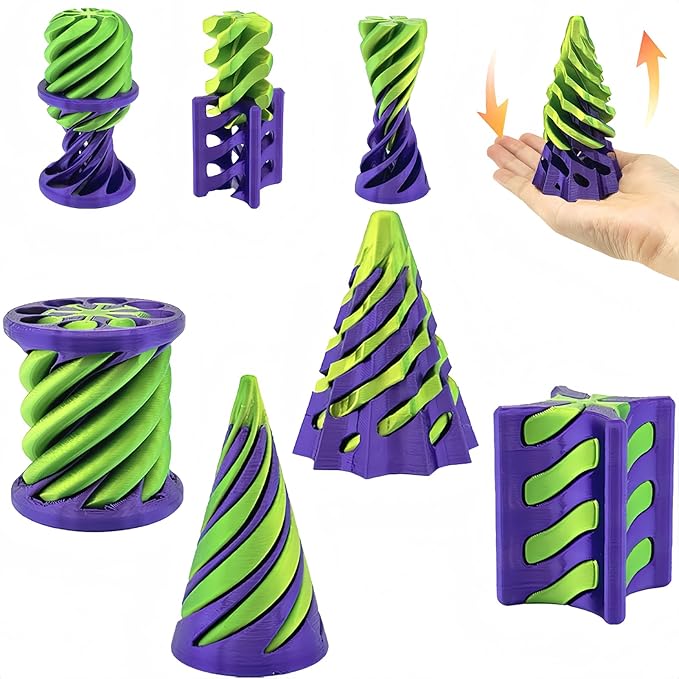 4 Packs Impossible Cone, Spiral Cone Fidget Toy 3D Printed Spiral Cone Toy, Pyramid Passthrough Sculpture, Mini Cones Pass Through Pyramid Fidget Toy for Stress and Anxiety Relaxing