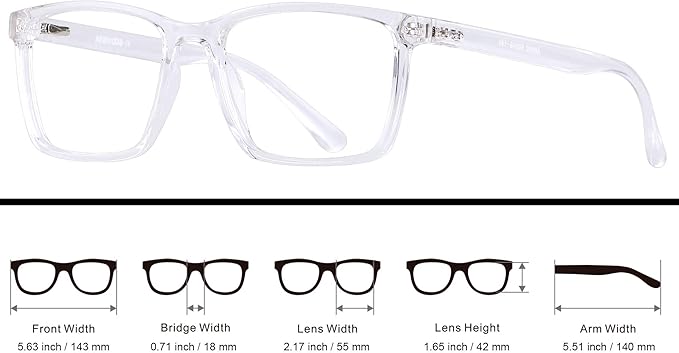 ANDWOOD Blue Light Blocking Glasses Men Women Computer Filter Large Frame Bluelight Blocker Anti Blue Ray Lightweight AR002