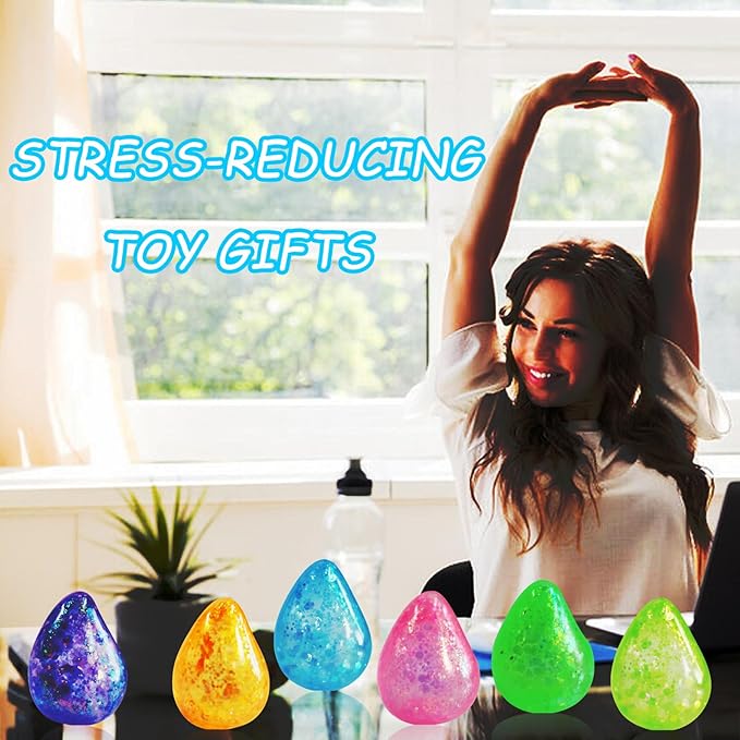 3pack Fidget Toys Squishy Drop Toys| Ice Squishy Drop Malt Sugar Balls| High Density Gel Filled Water Drop Sensory Squeeze Toy|Relief Stress Squeeze Toy Color May Vary (Pack of 3)