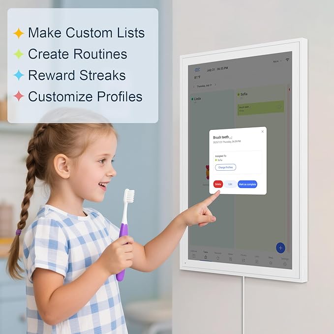 Digital Calendar, 16inch Smart WiFi Electronic Calendar&Chore Chart, IPS Touch Screen HD Display for Family Schedules, Share Moments Instantly from Anywhere