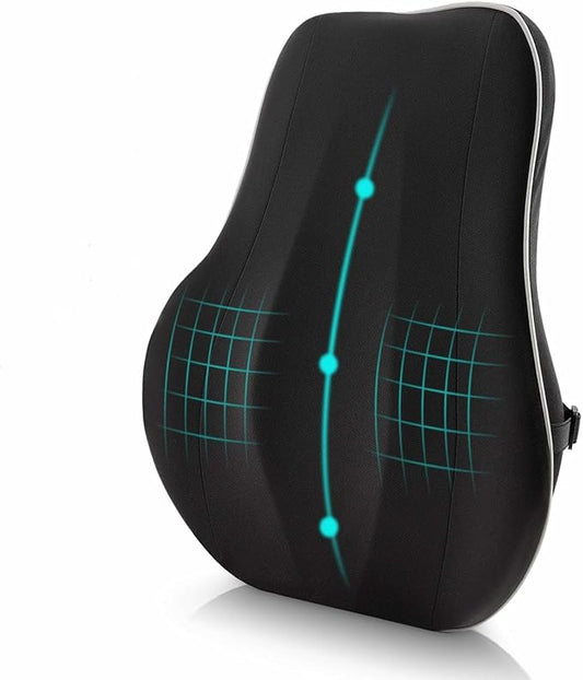 Newgam Lumbar Support Pillow/Back Cushion,Memory Foam Orthopedic Backrest with Breathable 3D Mesh for Car Seat,Office/Computer Chair,Wheelchair and Recliner,Ergonomic Design for Back Pain