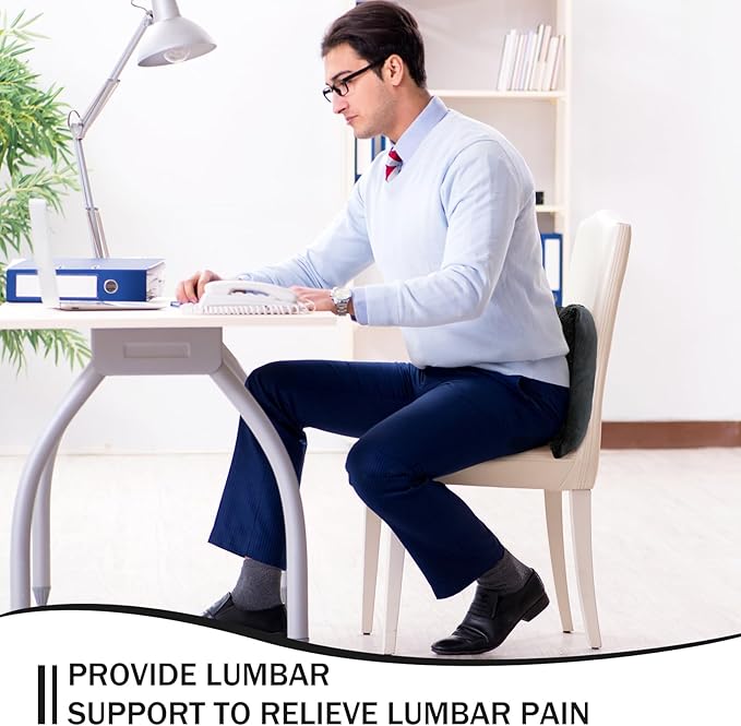 Queekay Fleece Lumbar Support Pillow 3 Section Back Pillow Office Chair for Back Support Comfortable Lumbar Cushion for Car Seat Pain Relief Sofa Rest(Black)