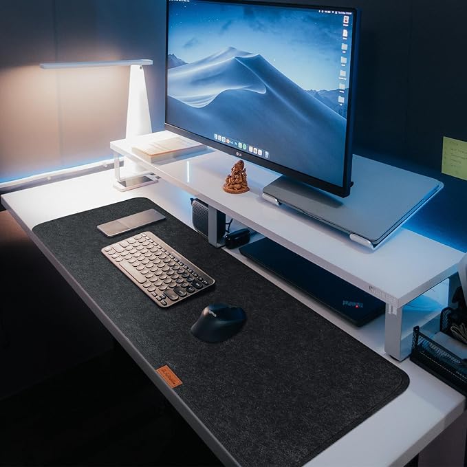 Large Felt Desk Protective Pad, 80X40cm/32''X16'' Non-Slip Felt Desk Mat Extended Gaming Mouse Pad Large Desk Pad Protector for Keyboard, Computer, Mouse, Laptop (Dark Grey)