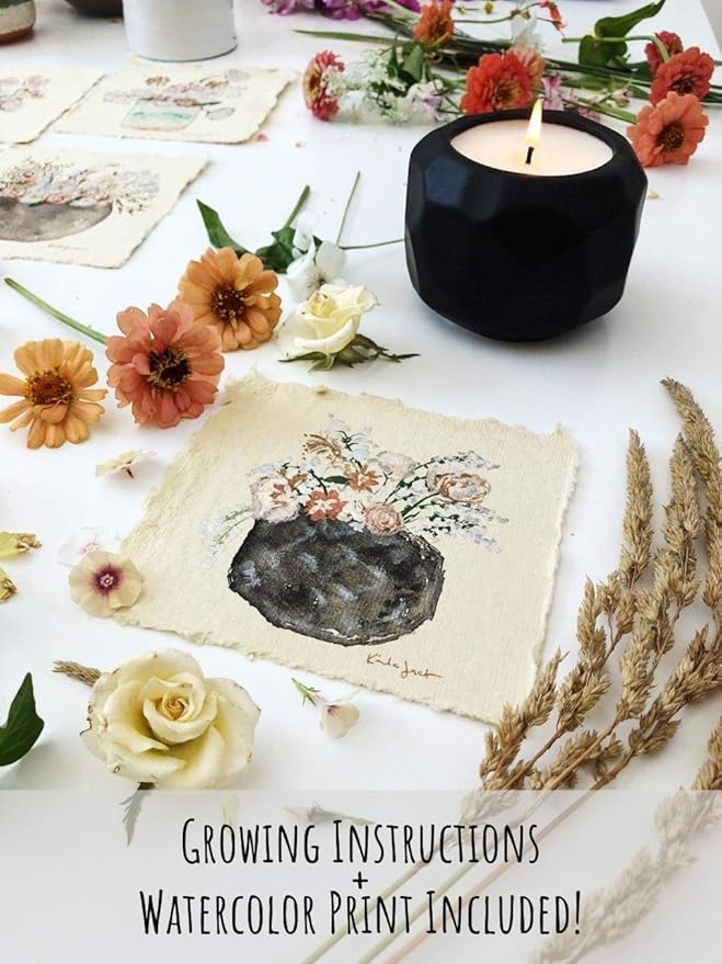 The Growing Candle, Sandalwood & Vanilla Scented, 13oz Ceramic Pot, Aromatherapy Candles for Home, 100% Soy, Emma