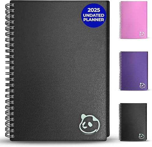 Panda Planner 2025-2026 Undated Weekly Planner – Spiral Bound 5.75" x 8.25" with 52 Weeks, Habit Tracker & Weekly To-Do Lists – Productivity Planner & Academic Organizer for Home, Office & School (Black)