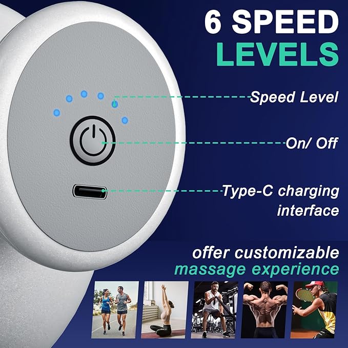 DEITY 4 Heads Handheld Massage Gun Deep Tissue, Electric Body Massager, Percussion Muscle Massager for Easing Shoulder and Back Tension, Perfect Gifts for Man Women, White