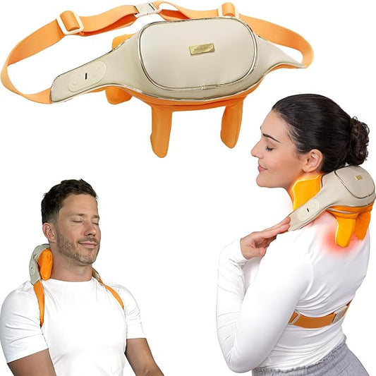 Cordless Neck and Shoulder Massager with Heat and Voice Prompts, Compact and Lightweight, Deep Tissue Shiatsu Neck and Back Massager for Pain Relief, Gifts for Women, Men, Mom and Dad