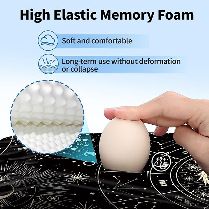 Ergonomic Mouse Pad with Wrist Rest Support, Mousepad with Comfortable Memory Foam Wrist Rest and Non-Slip PU Base for Pain Relief, Computer, Laptop, Office, Home (Constellation)