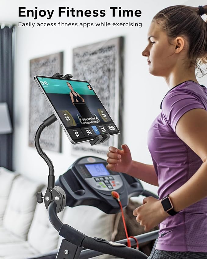 GDZN Tablet Holder for Wheelchair/Stroller/Treadmill/Spin Bike/Mic Stand/Boat/Indoor Cycling Handlebar Clamp - 360°Adjustable iPad Mount, Compatible with 4-13" iPad Pro/Air/Mini/Galaxy/Fire HD/E-Book