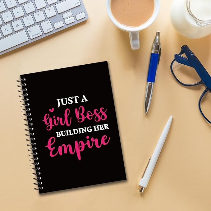 YAZMEEN Boss Lady Blank Spiral Notebook（160 Pages） Just A Girl Boss Building Her Empire Hardcover Sketchbook Boss Appreciation Gifts Funny Notebook Birthday Gifts for Women Boss Entrepreneur Leader