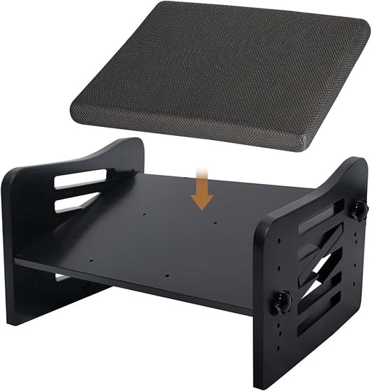 Myplace Bamboo Adjustable Under Desk Footrest with Memory Foam Pad - Ergonomic Foot Rest with 7-Level Adjust, Slanted Foot Rest Stool for Home Office Kitchen Bedroom (Black)