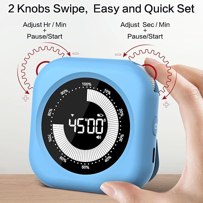 Visual Timer for Kids Rechargeable, 10-Hour Digital Timer ，Magnetic Timer with Visual Time Bars Design，3 Brightness/3 Volume Adjustable, Countdown/up Timers for Classroom Study Game GYM Kitchen Office