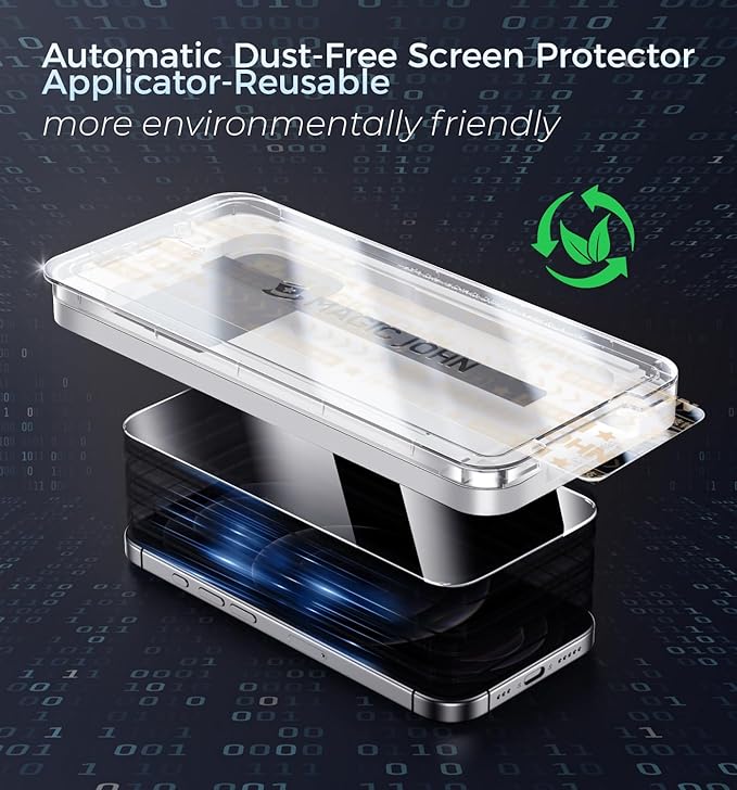 MAGIC JOHN 3rd Gen Upgraded for iPhone 12 ProMax Screen Protector 6.7 Inch,HD Clear,Shatterproof Tempered Film,Auto Dust-Elimination,Bubble Free,Easy Installation,2 Pack